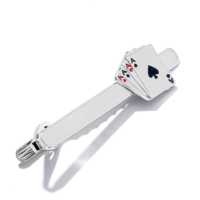 Pince à Cravate Cartes à Jouer Rétro Vintage Élégante Pince à Cravate Homme Clips Uniques Boutons de Manchette de Mariage pour Anniversaire Réunion d'Affaires et Vie Quotidienne