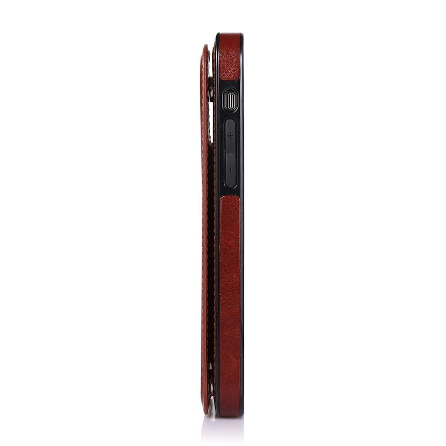Étui en cuir PU rétro à rabat pour iPhone 14 13 12 11 Pro Max, étui portefeuille multi-cartes, porte-cartes en cuir, double fermeture magnétique, coque de protection durable pour iPhone