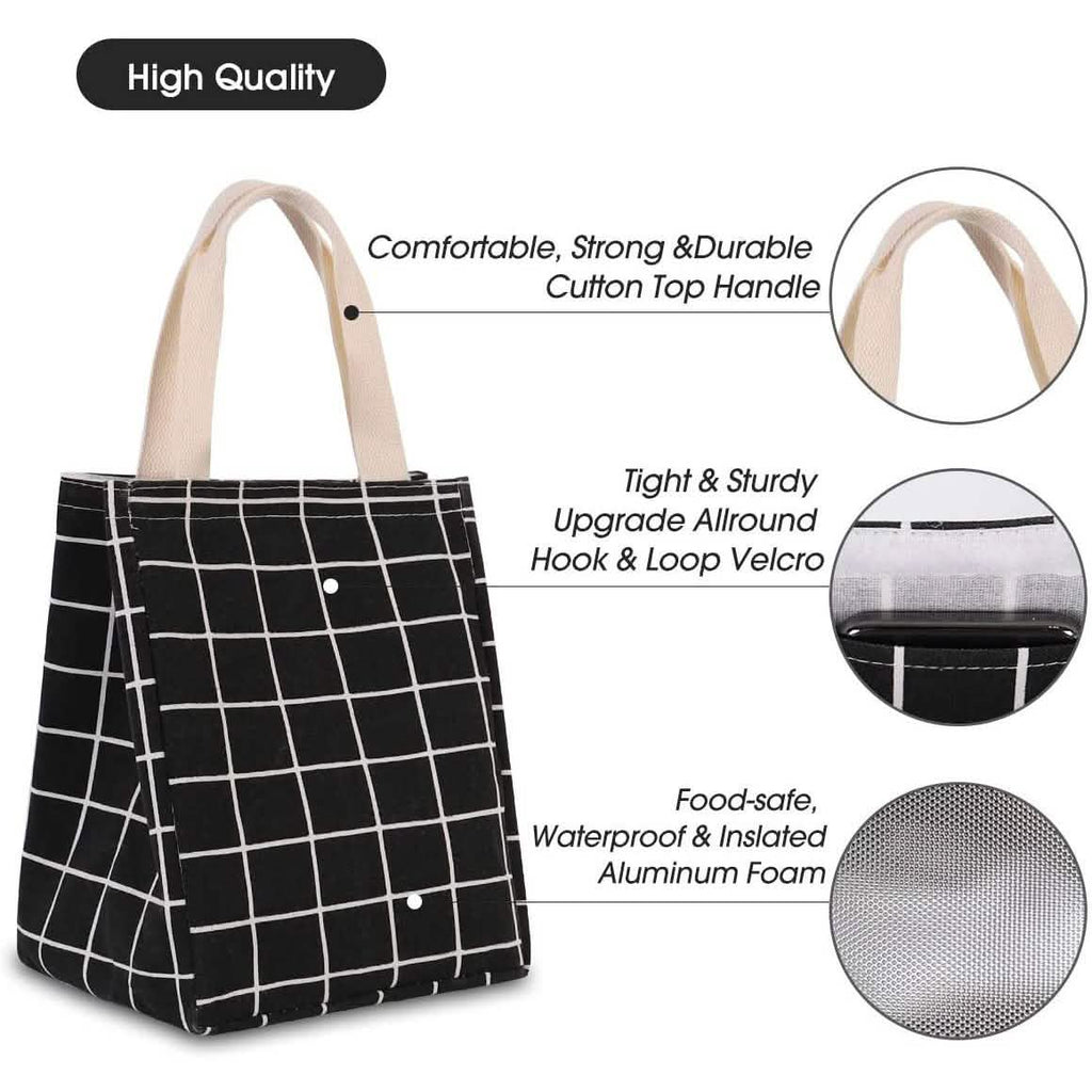 Sac à déjeuner réutilisable isotherme en toile avec feuille d'aluminium