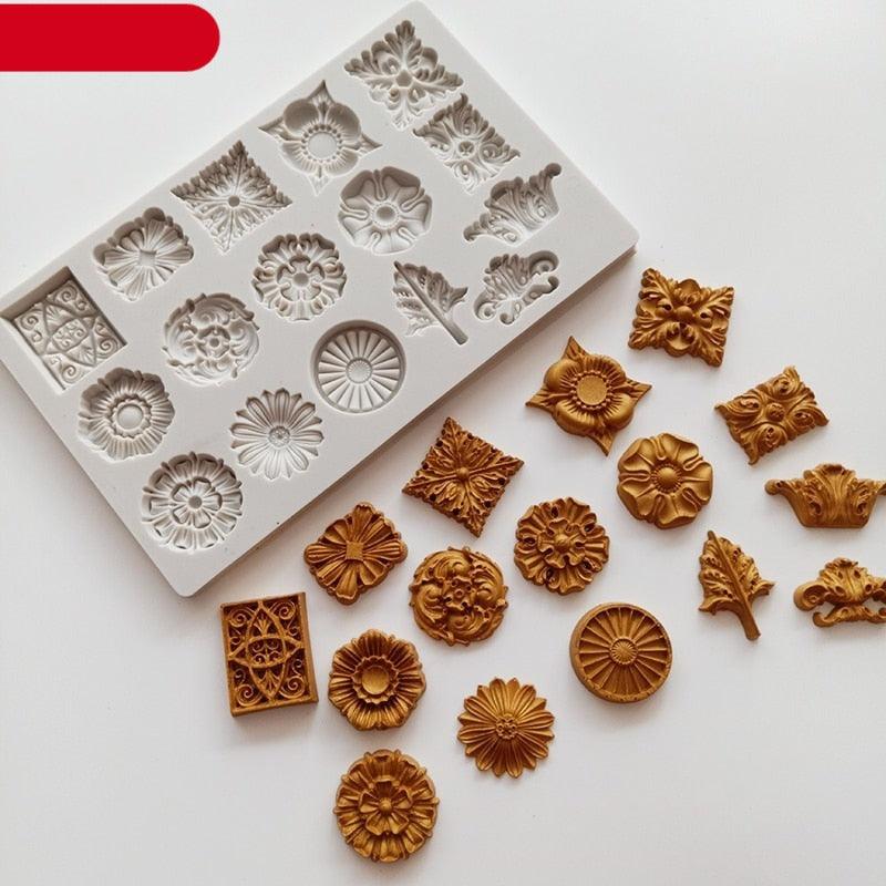 Moules en silicone réutilisables rétro pour fondant, chocolat, pierre aromatique, ornements en résine, pâte à sucre, pour la décoration de pâtisseries, cupcakes, pierres de cristal, moules en silicone pour la cuisine