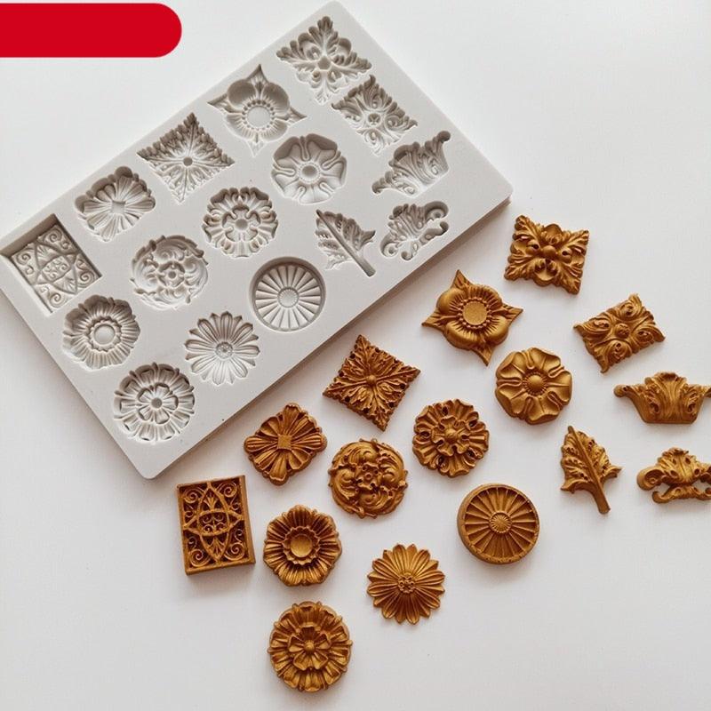 Moules en silicone réutilisables rétro pour fondant, chocolat, pierre aromatique, ornements en résine, pâte à sucre, pour la décoration de pâtisseries, cupcakes, pierres de cristal, moules en silicone pour la cuisine