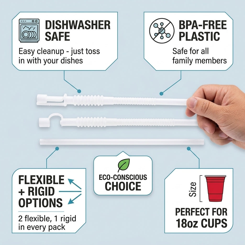 Pailles réutilisables en plastique de 530 ml et 946 ml | Plastique durable, sans BPA ni phtalates | Écologiques