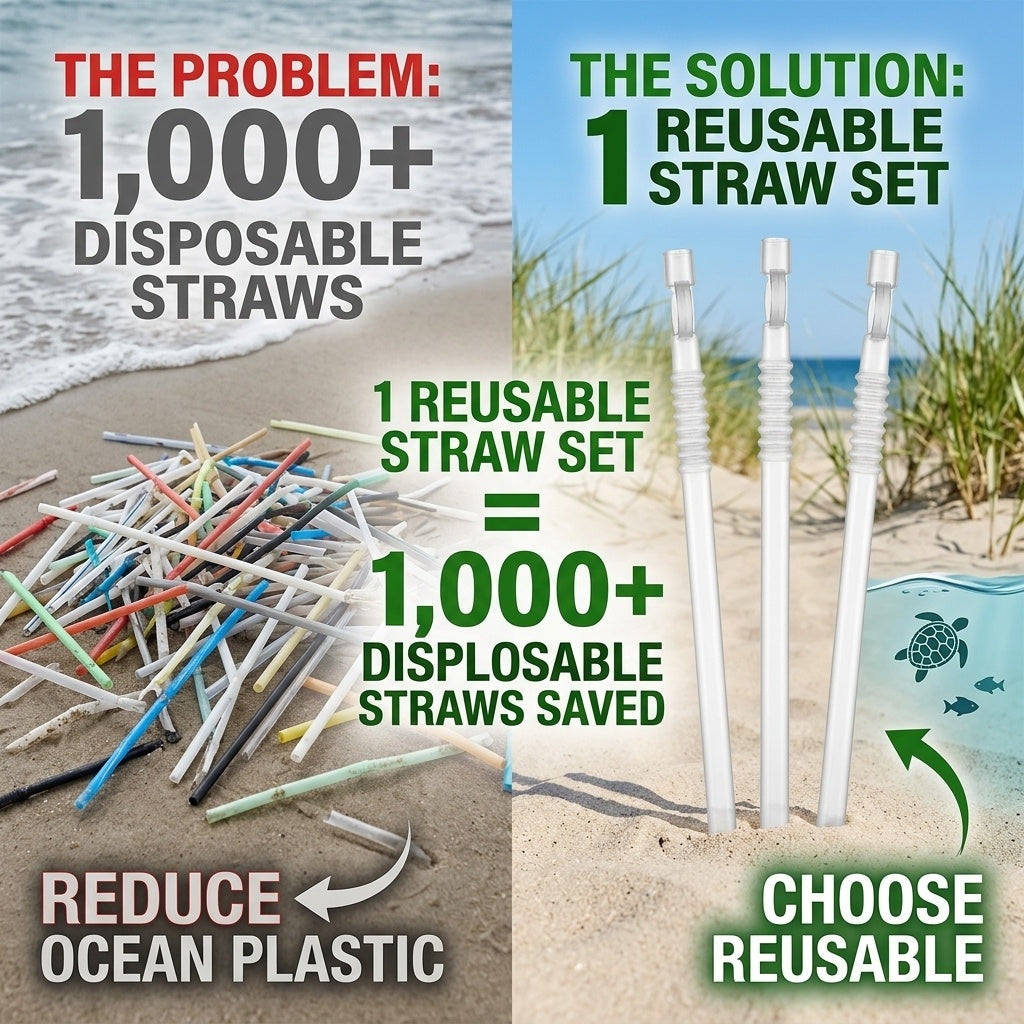 Pailles réutilisables en plastique de 530 ml et 946 ml | Plastique durable, sans BPA ni phtalates | Écologiques