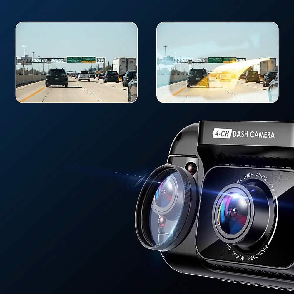 Rexing - Caméra de tableau de bord R4 4 canaux avec résolution 1080p complète, Wi-Fi et GPS - Noir (reconditionné)