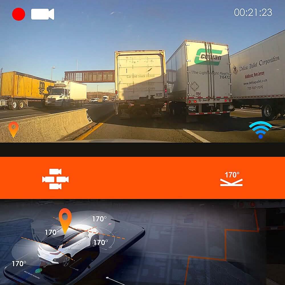 Rexing - Caméra de tableau de bord R4 4 canaux avec résolution 1080p complète, Wi-Fi et GPS - Noir (reconditionné)