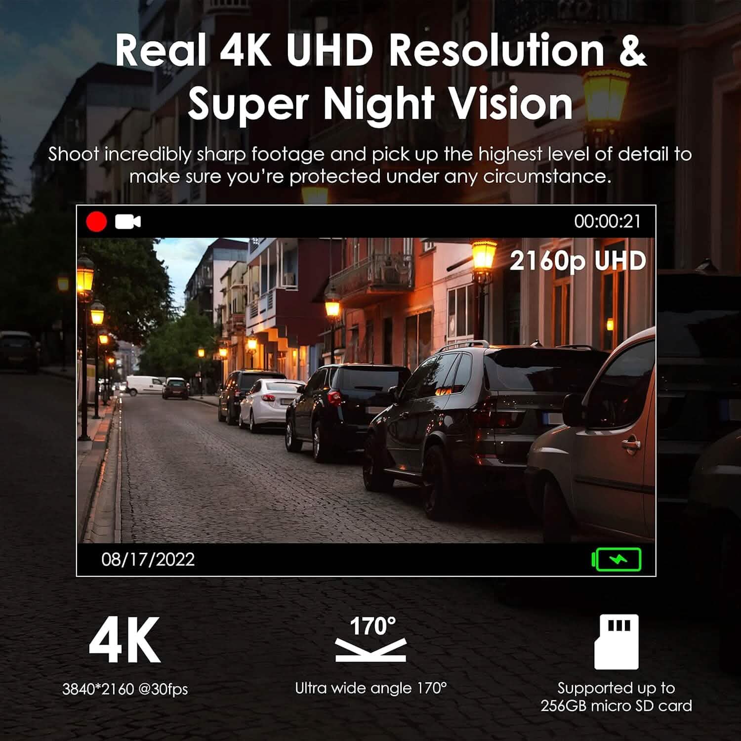 Caméra embarquée RexingUSA V55 - Fonctions modulaires 4k (Reconditionnée)