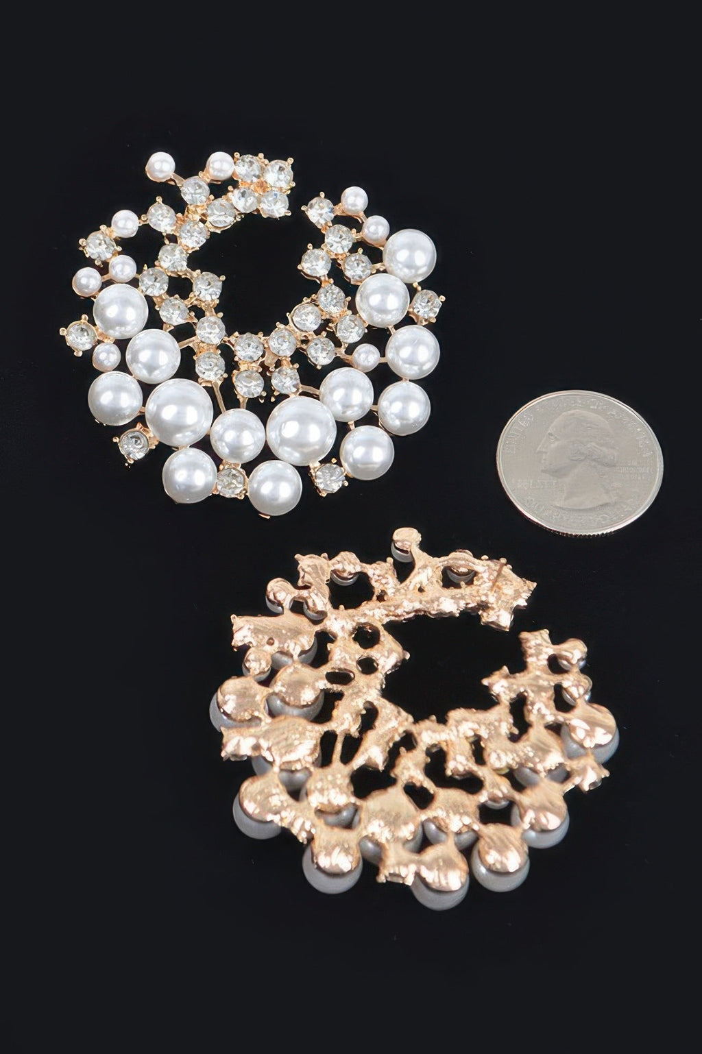 Boucles d'oreilles clous strass et perle