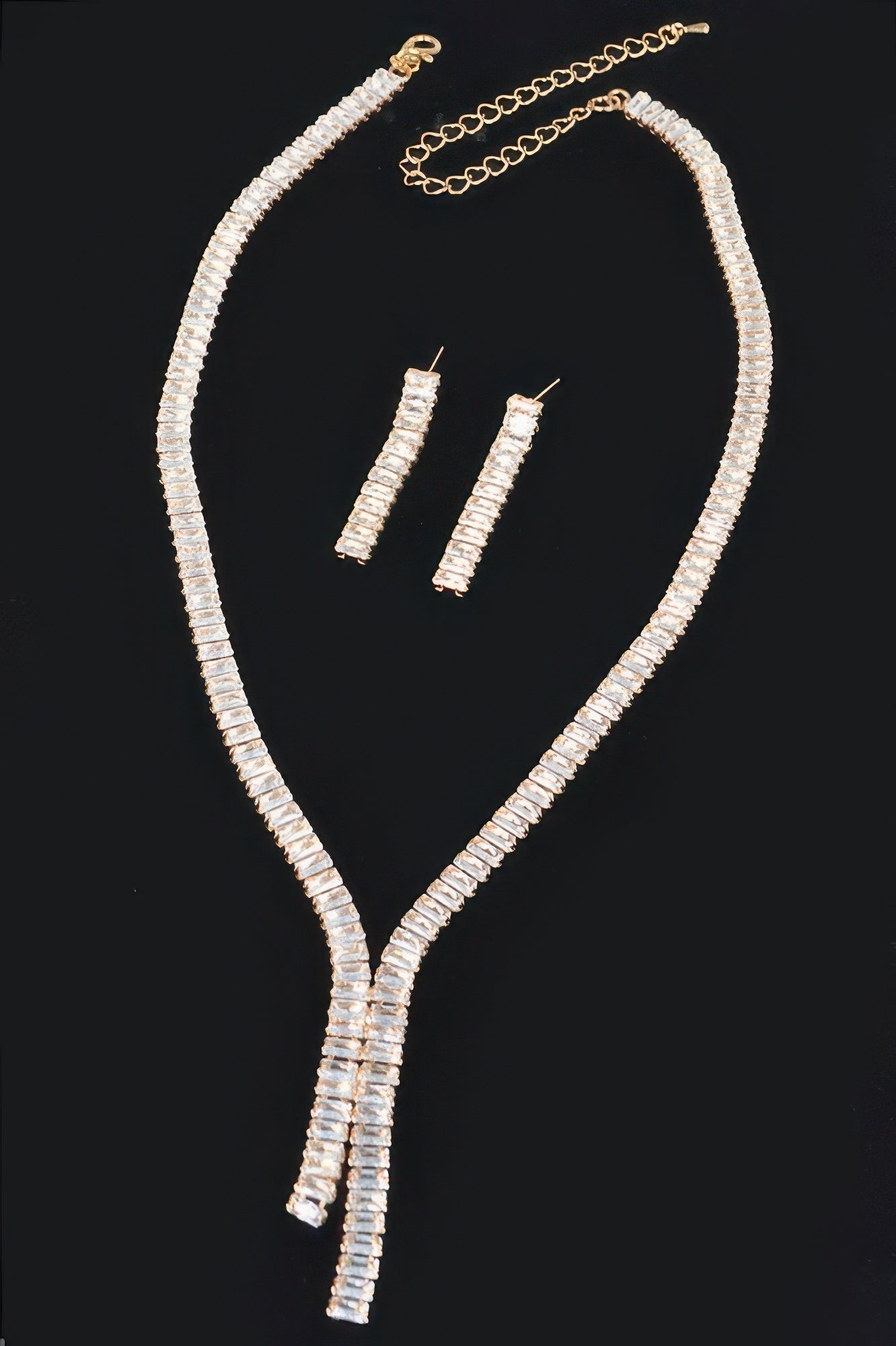 Rhinestone Earring And Necklace Set