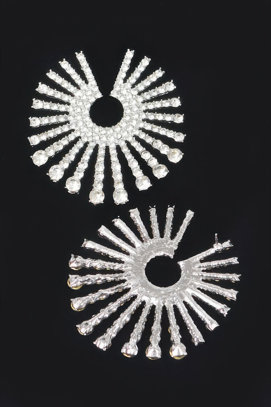 Rhinestone Fan Circle Earrings