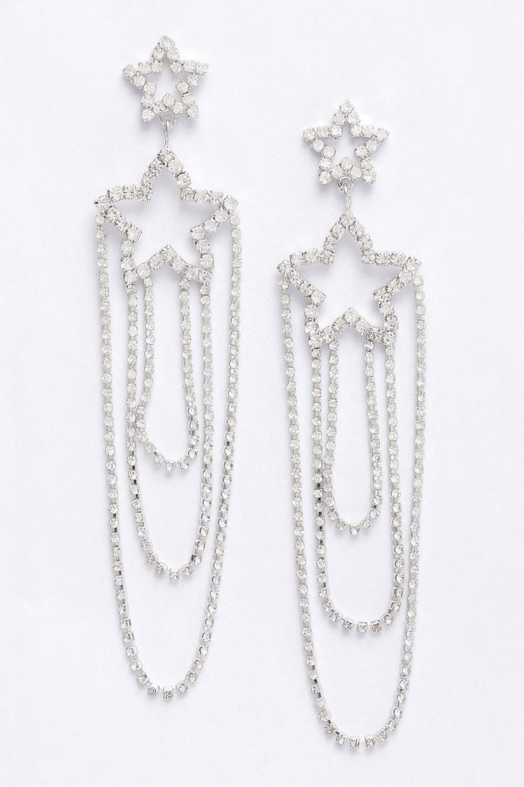 Boucles d'oreilles pendantes à franges en strass