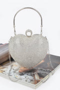 Pochette de soirée en forme de cœur ornée de strass