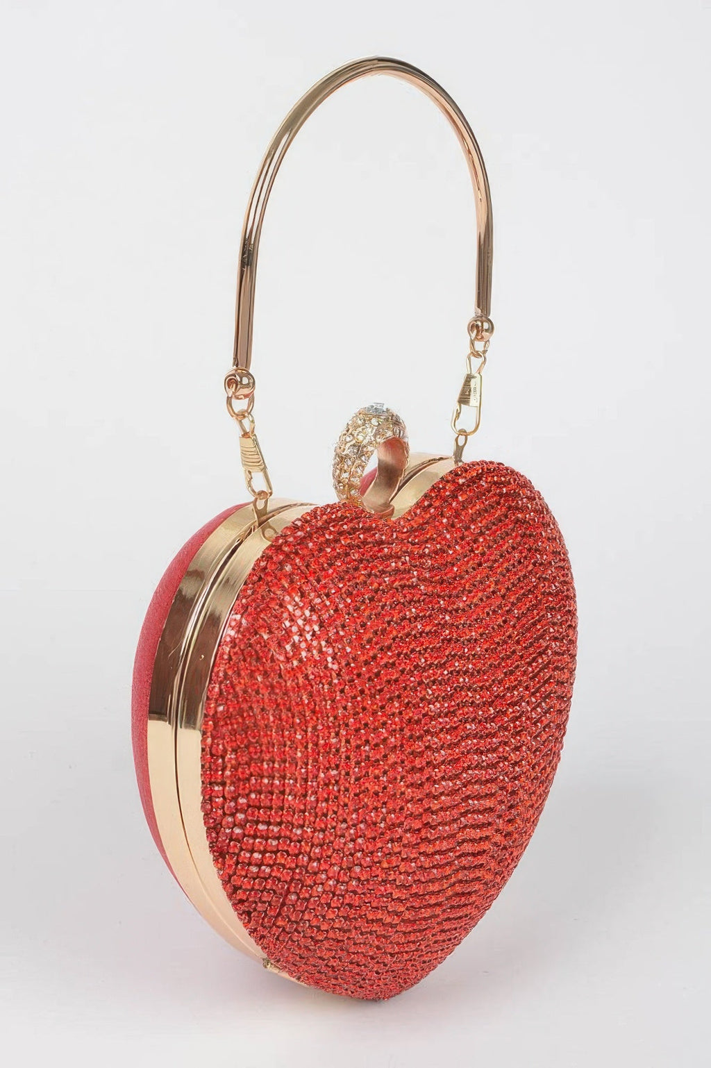 Pochette de soirée en forme de cœur ornée de strass