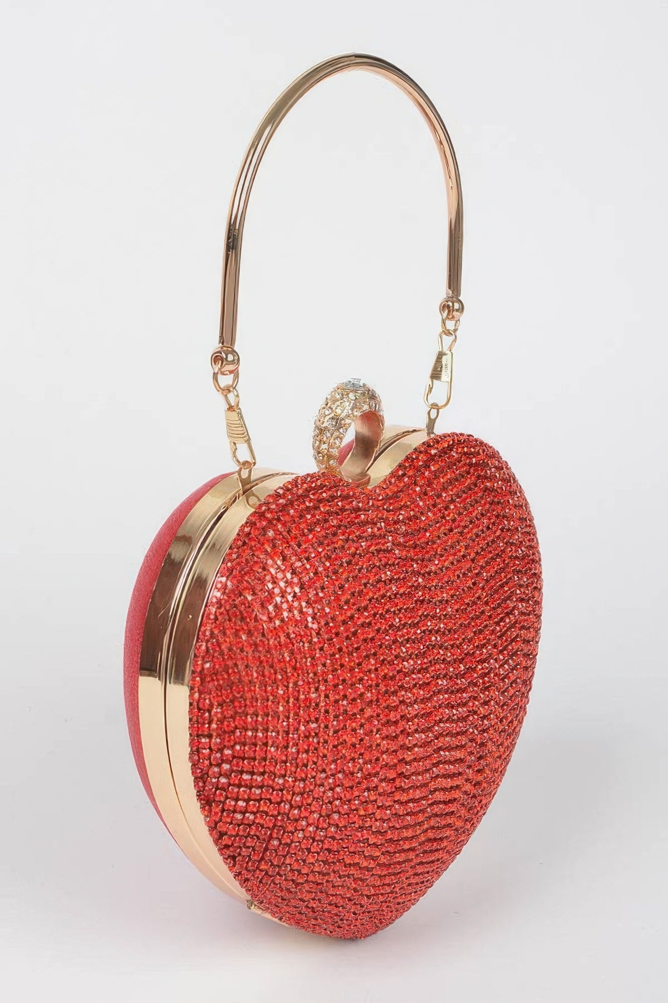 Pochette de soirée en forme de cœur ornée de strass