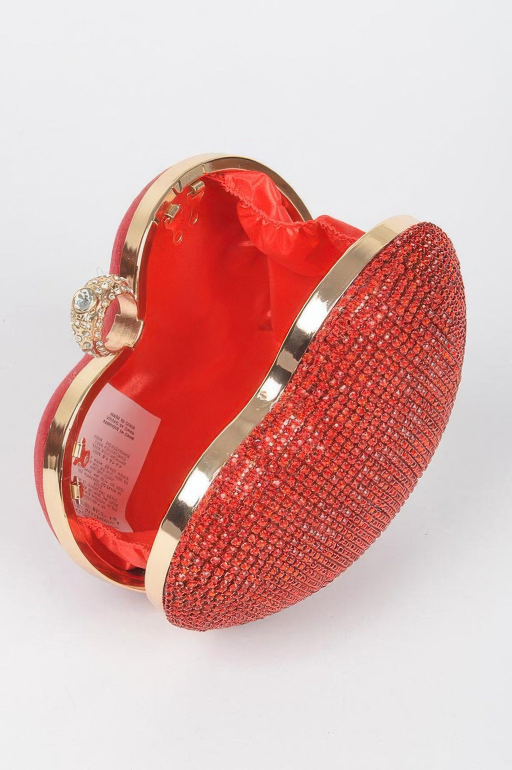 Pochette de soirée en forme de cœur ornée de strass