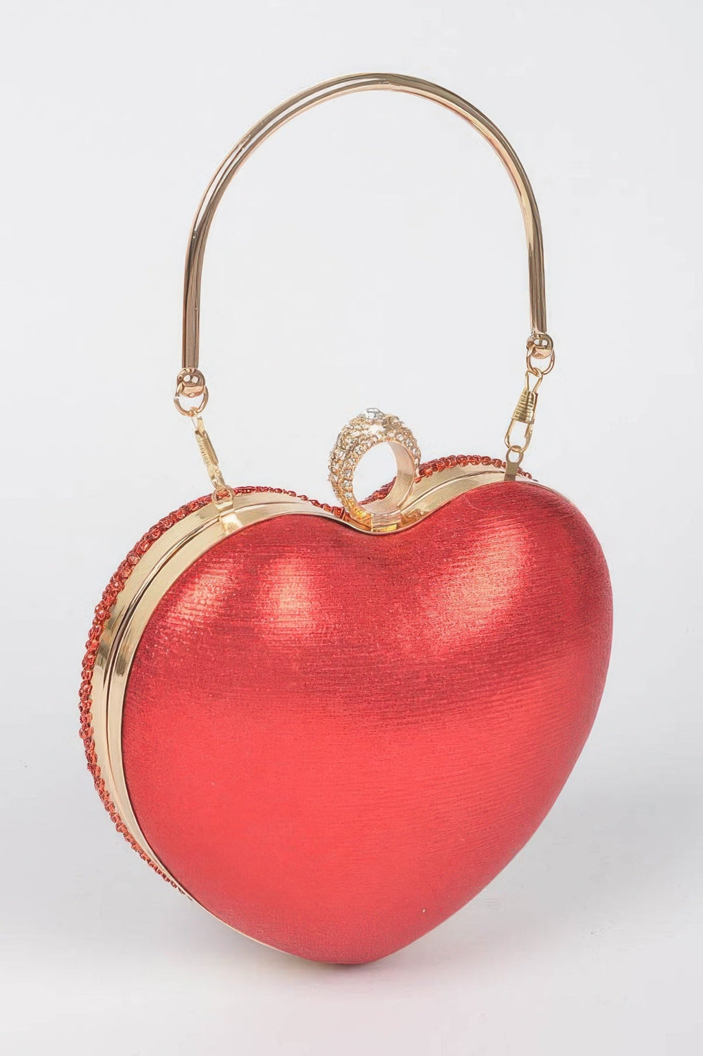 Pochette de soirée en forme de cœur ornée de strass
