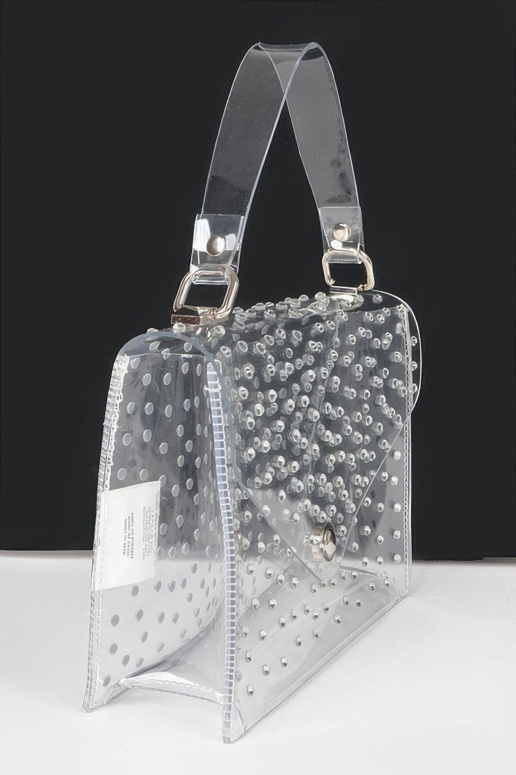Sac bandoulière transparent thermocollant orné de strass