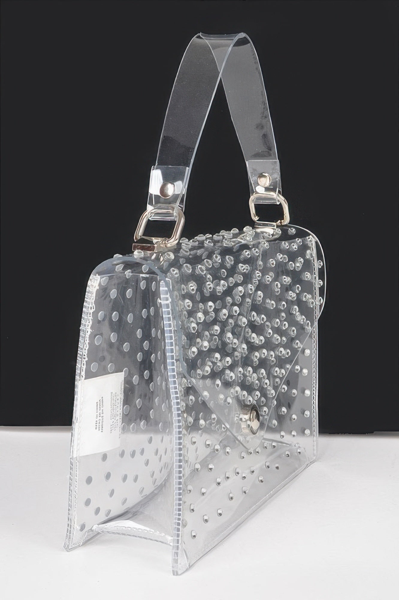 Sac bandoulière transparent thermocollant orné de strass
