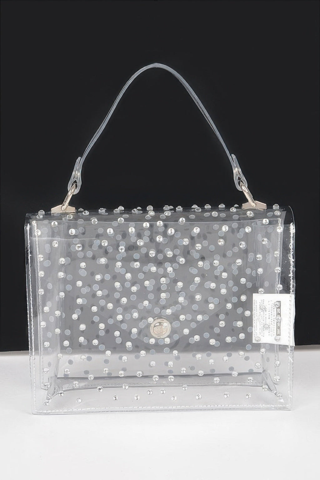 Sac bandoulière transparent thermocollant orné de strass