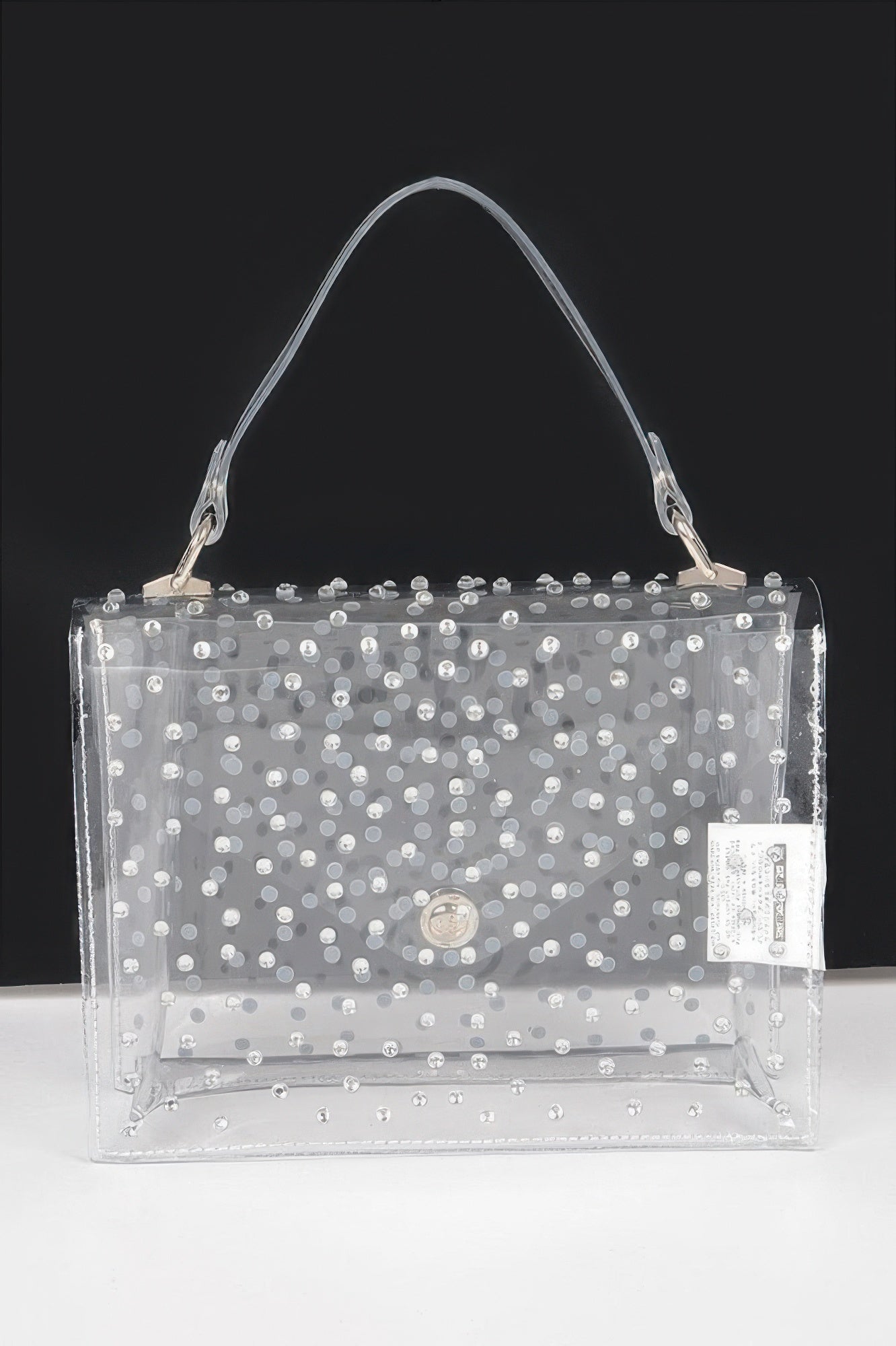 Sac bandoulière transparent thermocollant orné de strass