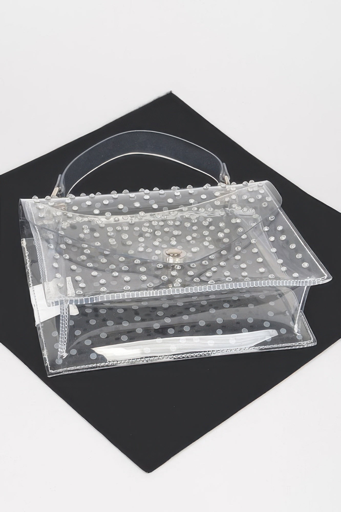 Sac bandoulière transparent thermocollant orné de strass