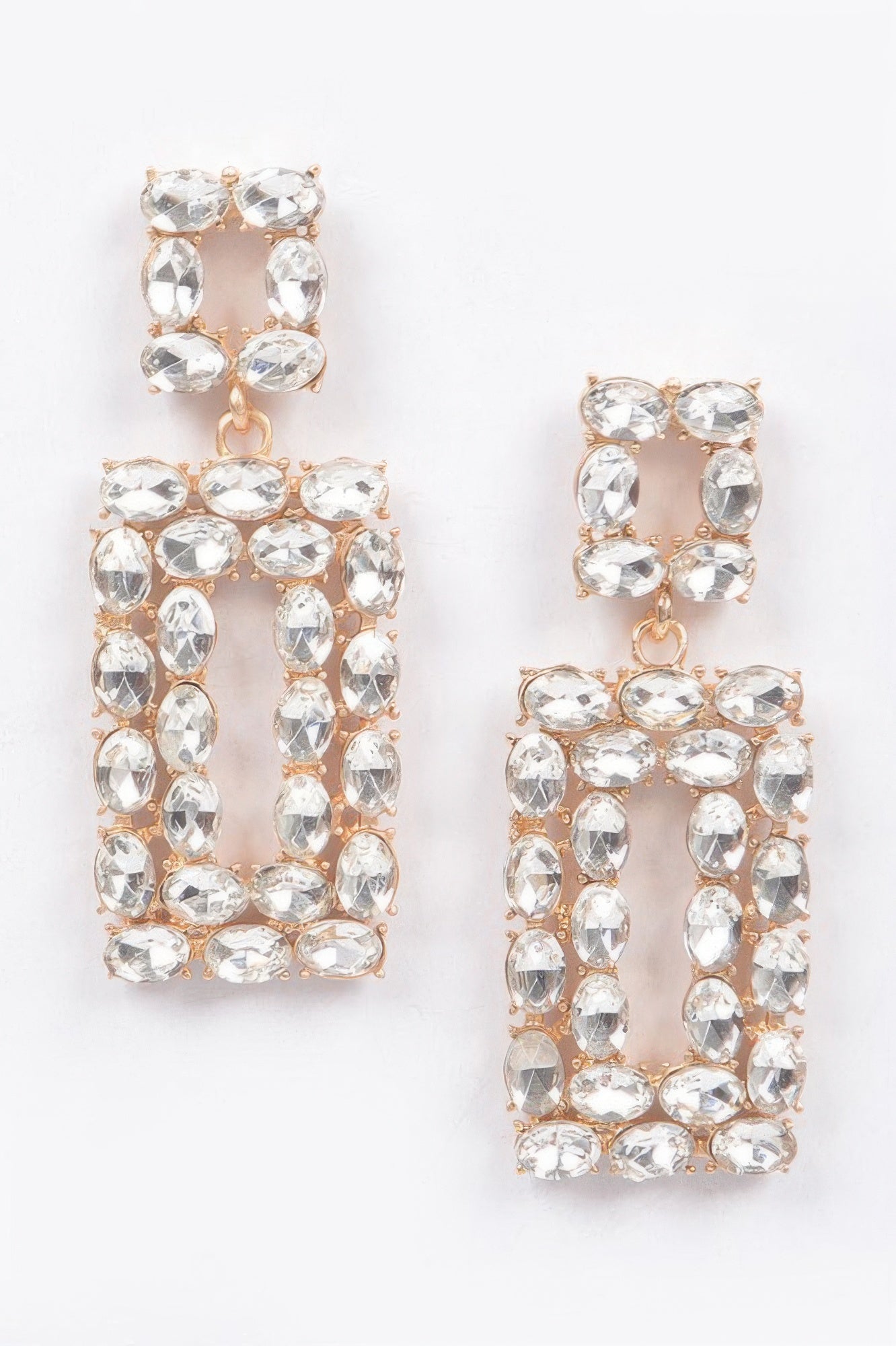 Boucles d'oreilles rectangulaires en strass