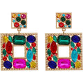 Boucles d'oreilles pendantes carrées en strass