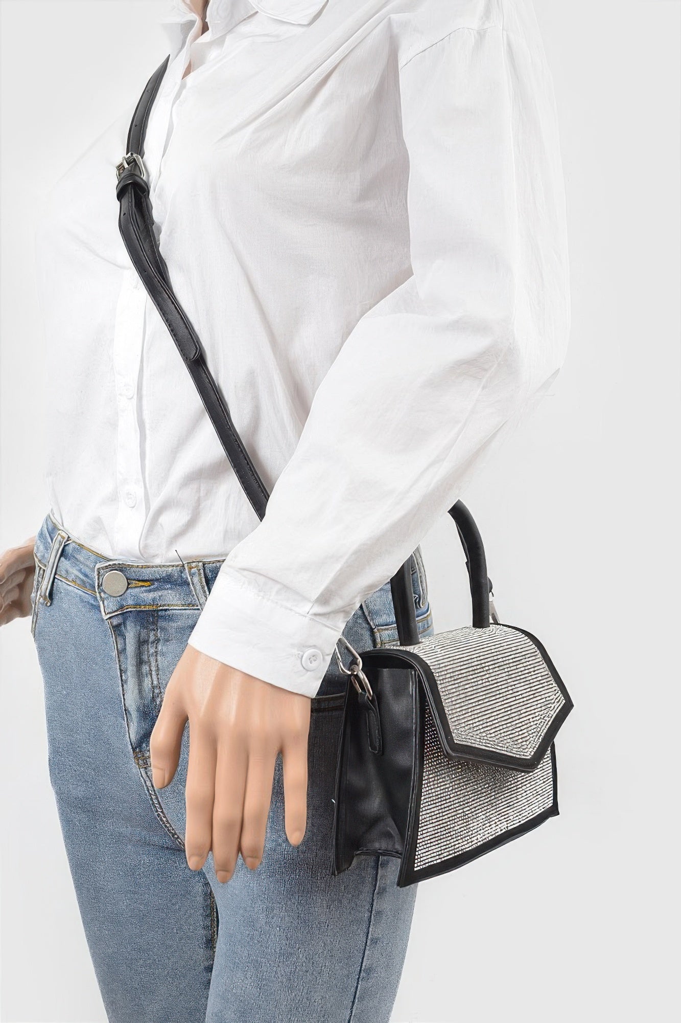 Sac bandoulière à poignée supérieure en strass