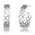 Boucles d'oreilles créoles géométriques plaquées rhodium