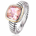 Bague de fiançailles en morganite de laboratoire plaquée rhodium - Tailles assorties