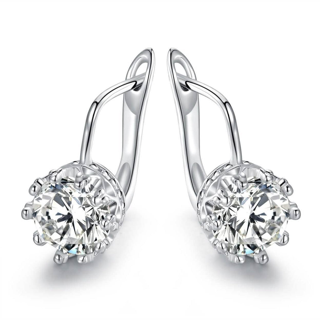 Boucles d'oreilles créoles huggie en rhodium et cristaux Swarovski