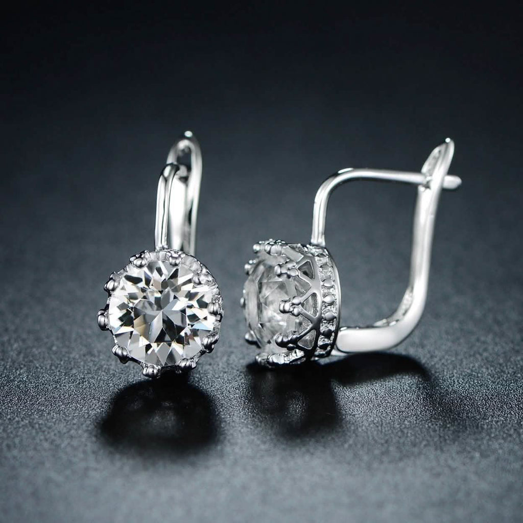 Boucles d'oreilles créoles huggie en rhodium et cristaux Swarovski