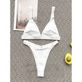 Maillot de bain bikini taille haute à anneau côtelé intégré