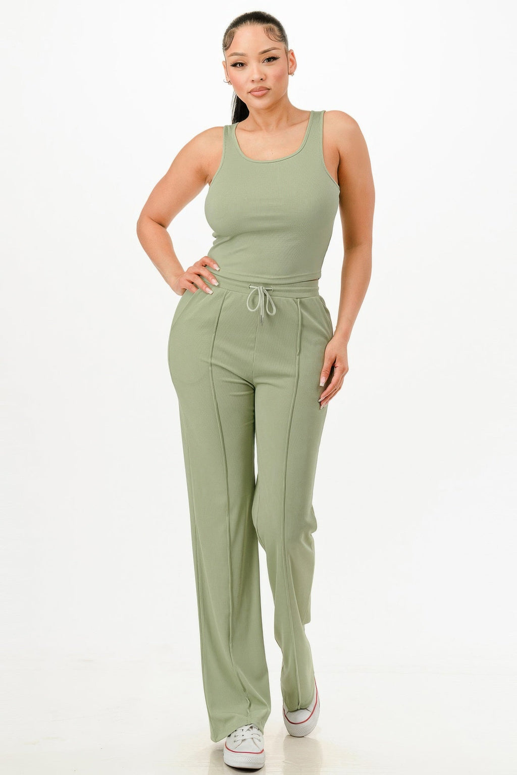 Ensemble débardeur côtelé et pantalon