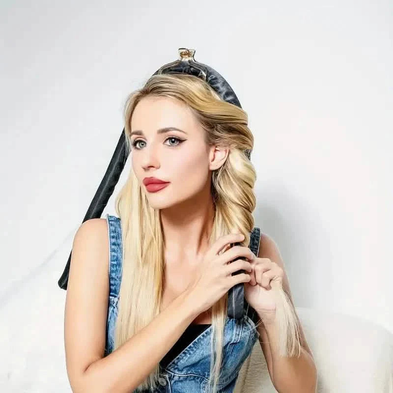 Ruban bigoudi rouleau à cheveux boucles avec élastiques vague douce naturelle paresseuse