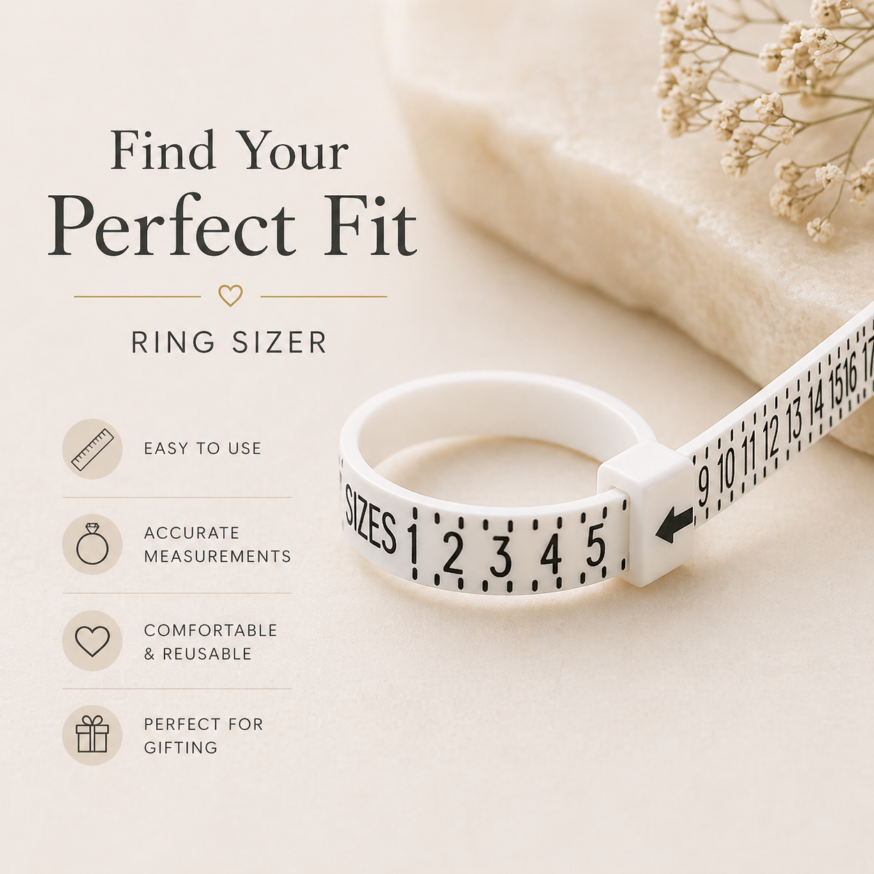 Mesureur de bague - Mesureur de bague américain ajustable et réutilisable