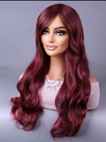 LydiaMFashions Perruque Cheveux Ondulés Bouclés Dégradés Bourgogne