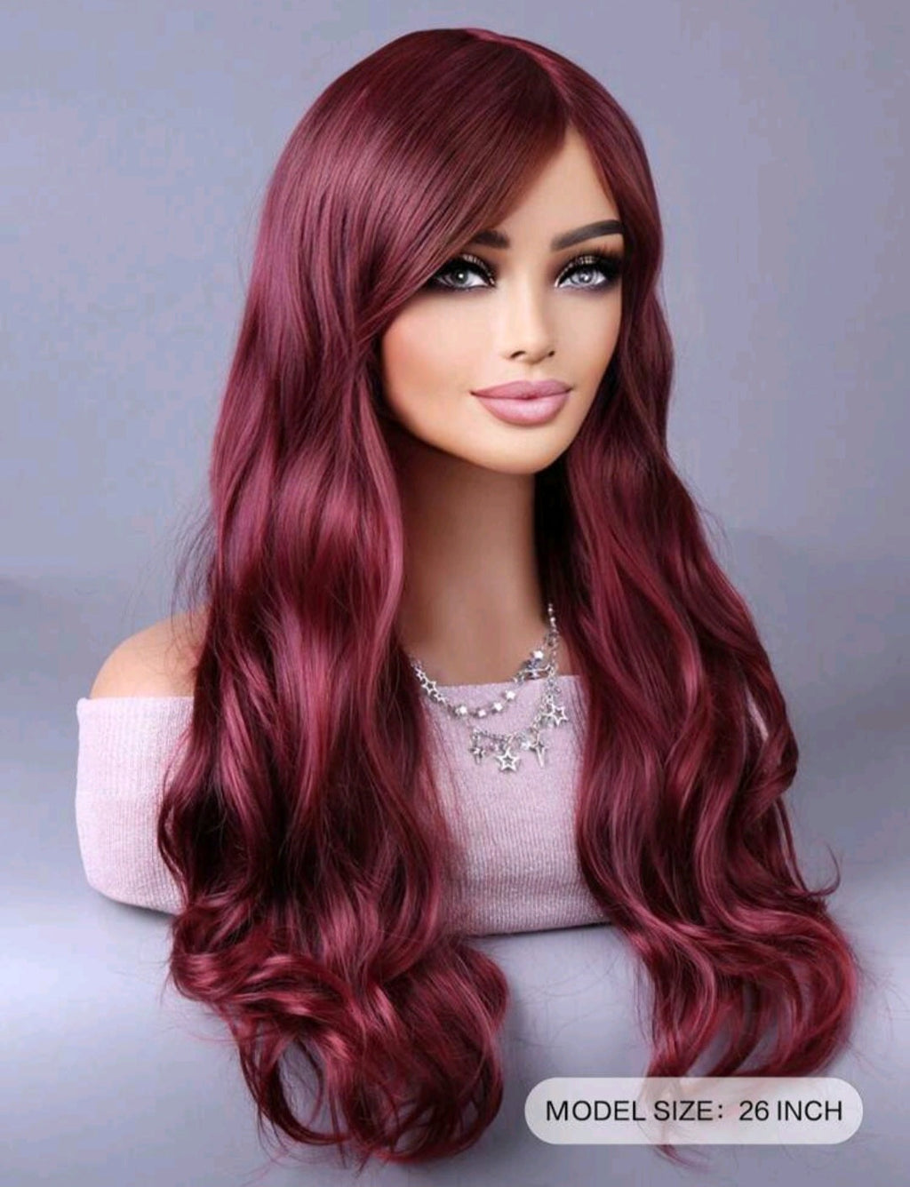 LydiaMFashions Perruque Cheveux Ondulés Bouclés Dégradés Bourgogne