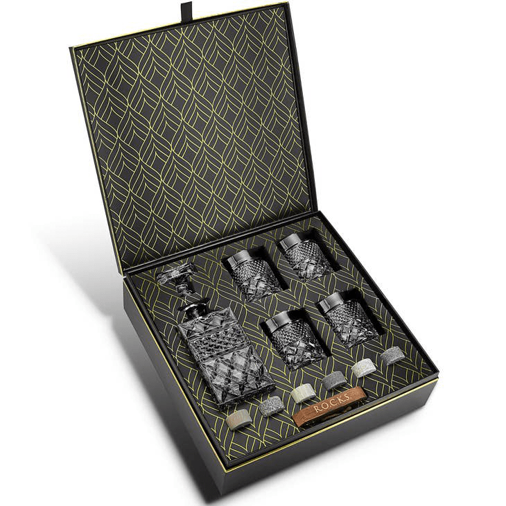 ROCKS - Carafe à whisky avec verres et pierres à rafraîchir – Coffret cadeau