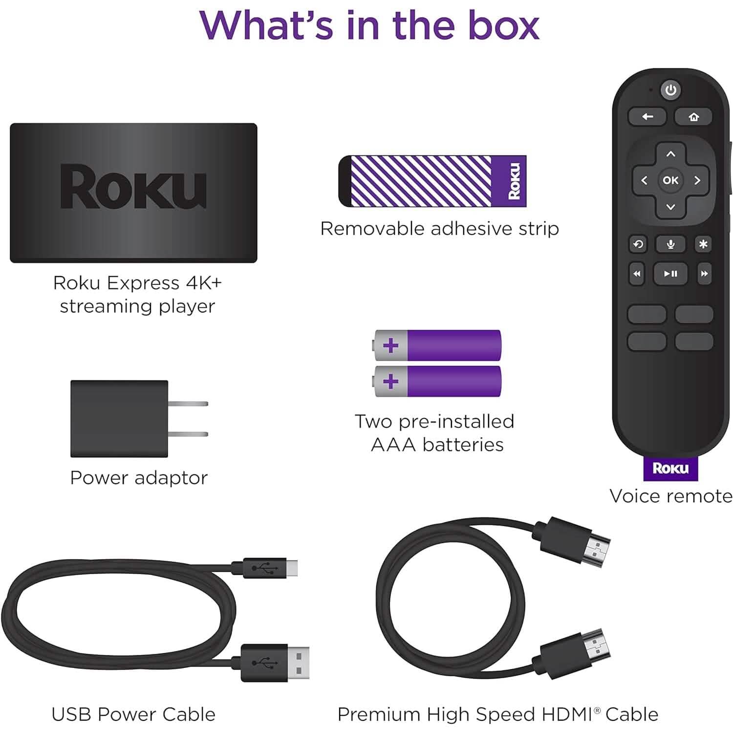 Roku Express 4K+ | Appareil de streaming Roku 4K/HDR (Reconditionné)