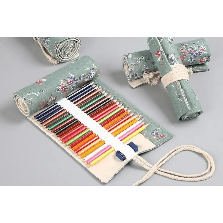 Trousse à Crayon Roulante en Toile pour Étudiants, Sac de Rangement Élégant pour Papeterie, Trousse Scolaire Unique