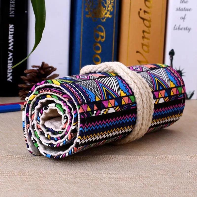 Trousse à Crayon Roulante en Toile pour Étudiants, Sac de Rangement Élégant pour Papeterie, Trousse Scolaire Unique