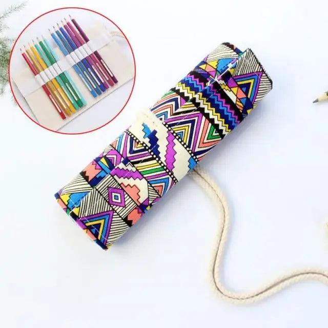 Trousse à Crayon Roulante en Toile pour Étudiants, Sac de Rangement Élégant pour Papeterie, Trousse Scolaire Unique