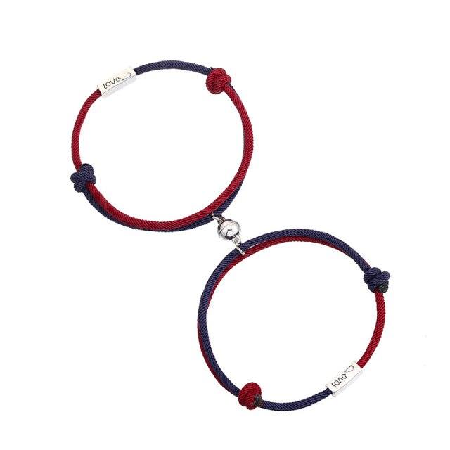 Bracelet magnétique couple romantique, noir et blanc, ajustable, pour attirer l'être aimé, bracelets d'amour éternel, tressés, ajustables, pour homme et femme