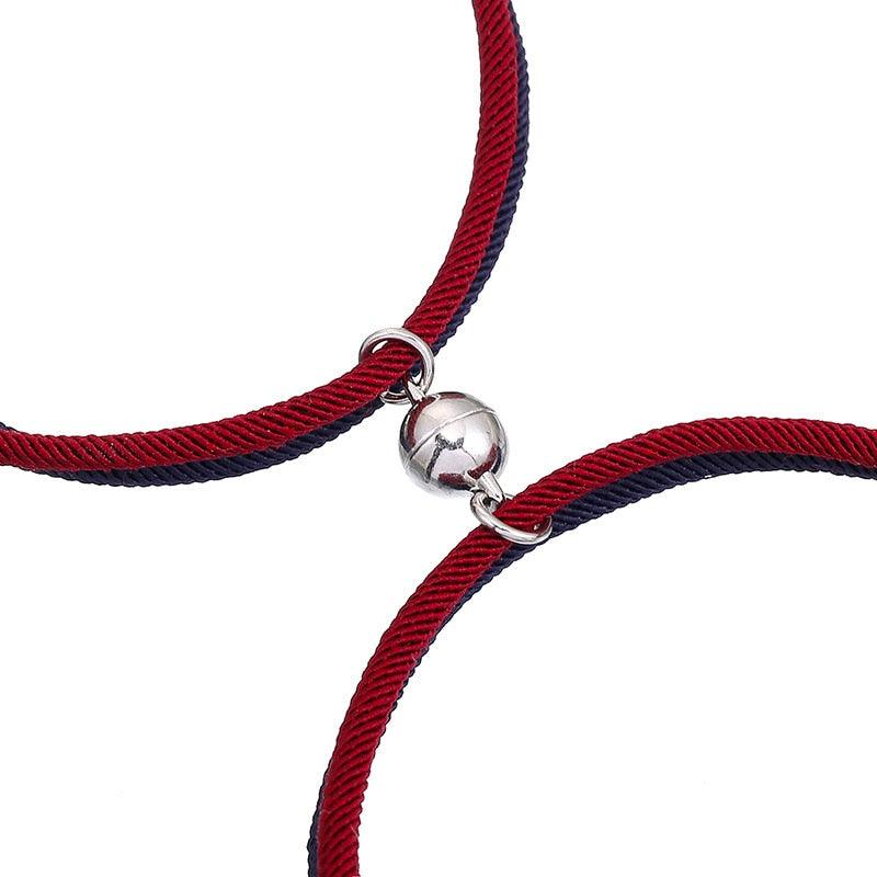 Bracelet magnétique couple romantique, noir et blanc, ajustable, pour attirer l'être aimé, bracelets d'amour éternel, tressés, ajustables, pour homme et femme