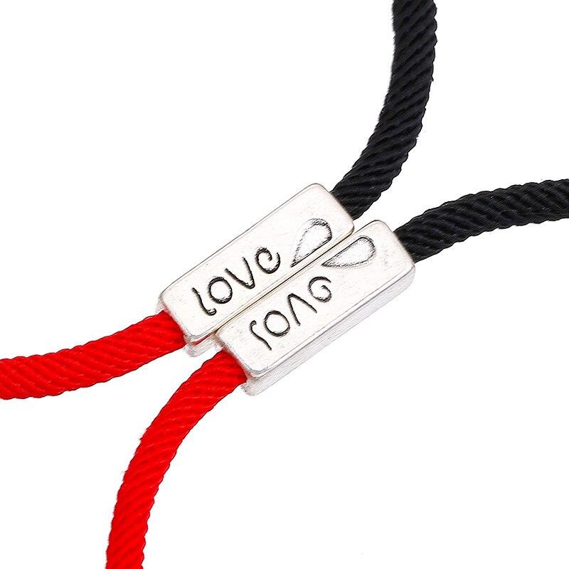 Bracelet magnétique couple romantique, noir et blanc, ajustable, pour attirer l'être aimé, bracelets d'amour éternel, tressés, ajustables, pour homme et femme