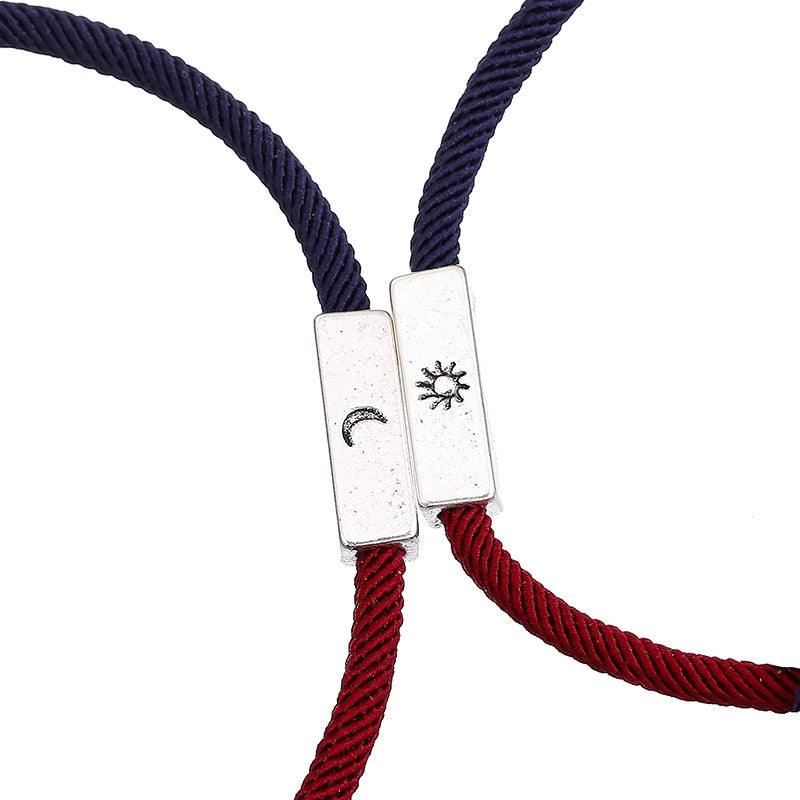 Bracelet magnétique couple romantique, noir et blanc, ajustable, pour attirer l'être aimé, bracelets d'amour éternel, tressés, ajustables, pour homme et femme