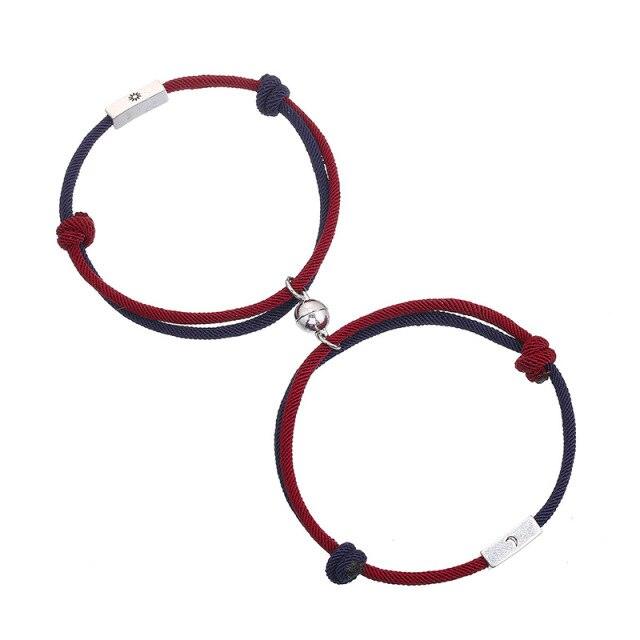 Bracelet magnétique couple romantique, noir et blanc, ajustable, pour attirer l'être aimé, bracelets d'amour éternel, tressés, ajustables, pour homme et femme