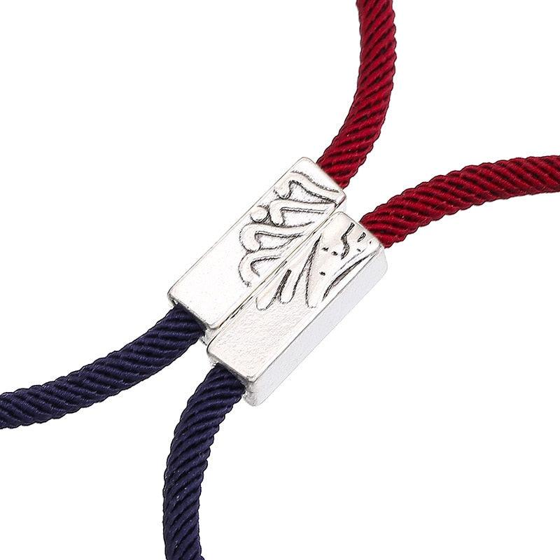Bracelet magnétique couple romantique, noir et blanc, ajustable, pour attirer l'être aimé, bracelets d'amour éternel, tressés, ajustables, pour homme et femme