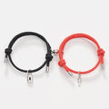 Bracelet magnétique romantique couple classique serrure clé paire bracelet porte-bonheur corde noire rouge bracelet clé et serrure attraction assortie bracelet cadeaux amoureux pour petit ami petite amie