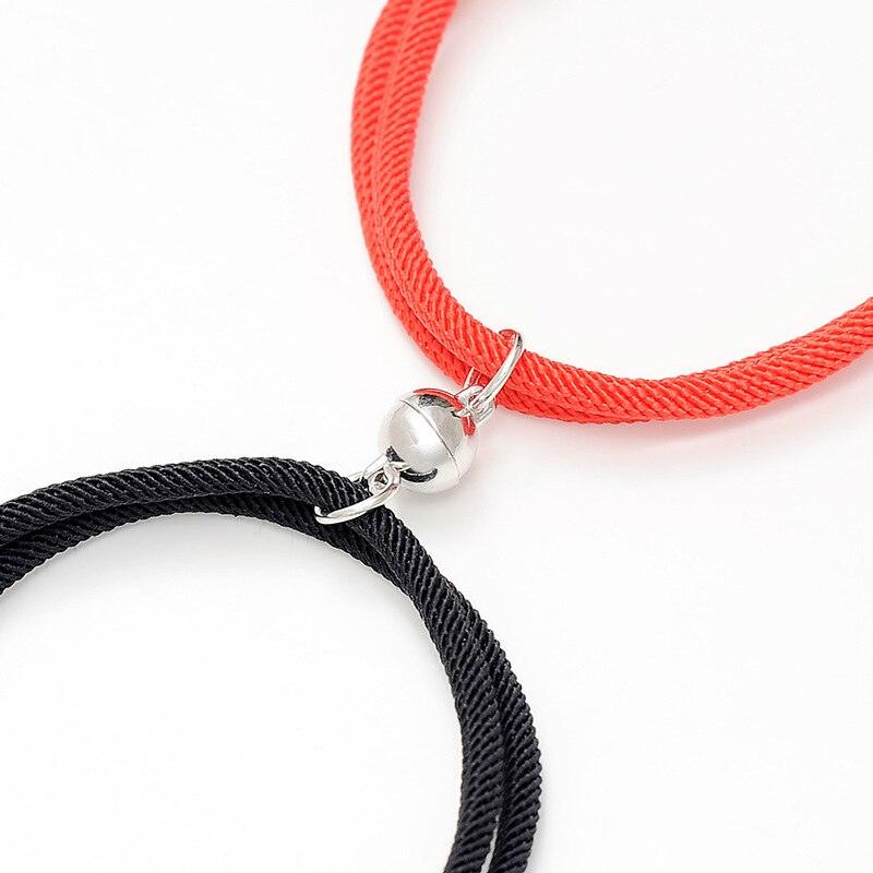 Bracelet magnétique romantique couple classique serrure clé paire bracelet porte-bonheur corde noire rouge bracelet clé et serrure attraction assortie bracelet cadeaux amoureux pour petit ami petite amie